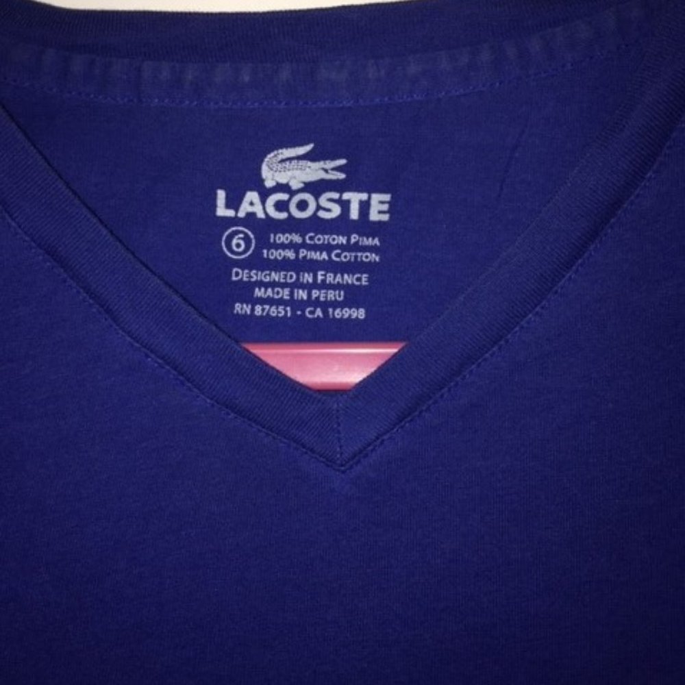 Lacoste mens V neck Tee. Original.